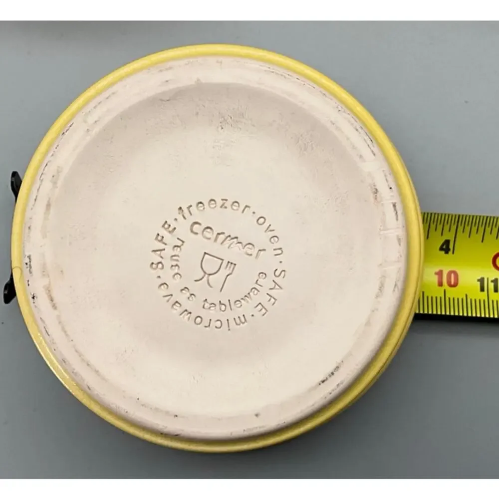 4 Cermer Yellow Ceramic Ramekins Custard Cups Microwave Freezer Oven Safe